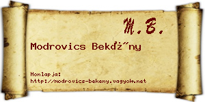 Modrovics Bekény névjegykártya